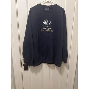 VTG Jansport 90's Pull Over Sweater Notre Dame Embroidered XXL Made In USA Navy